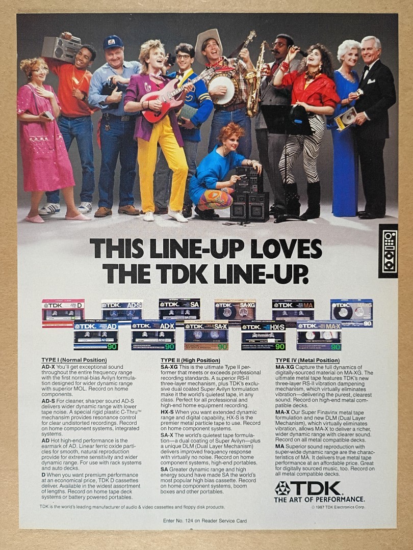 1987 TDK Cassette Tape MA-XG X SA-XG HX-S vintage print Ad