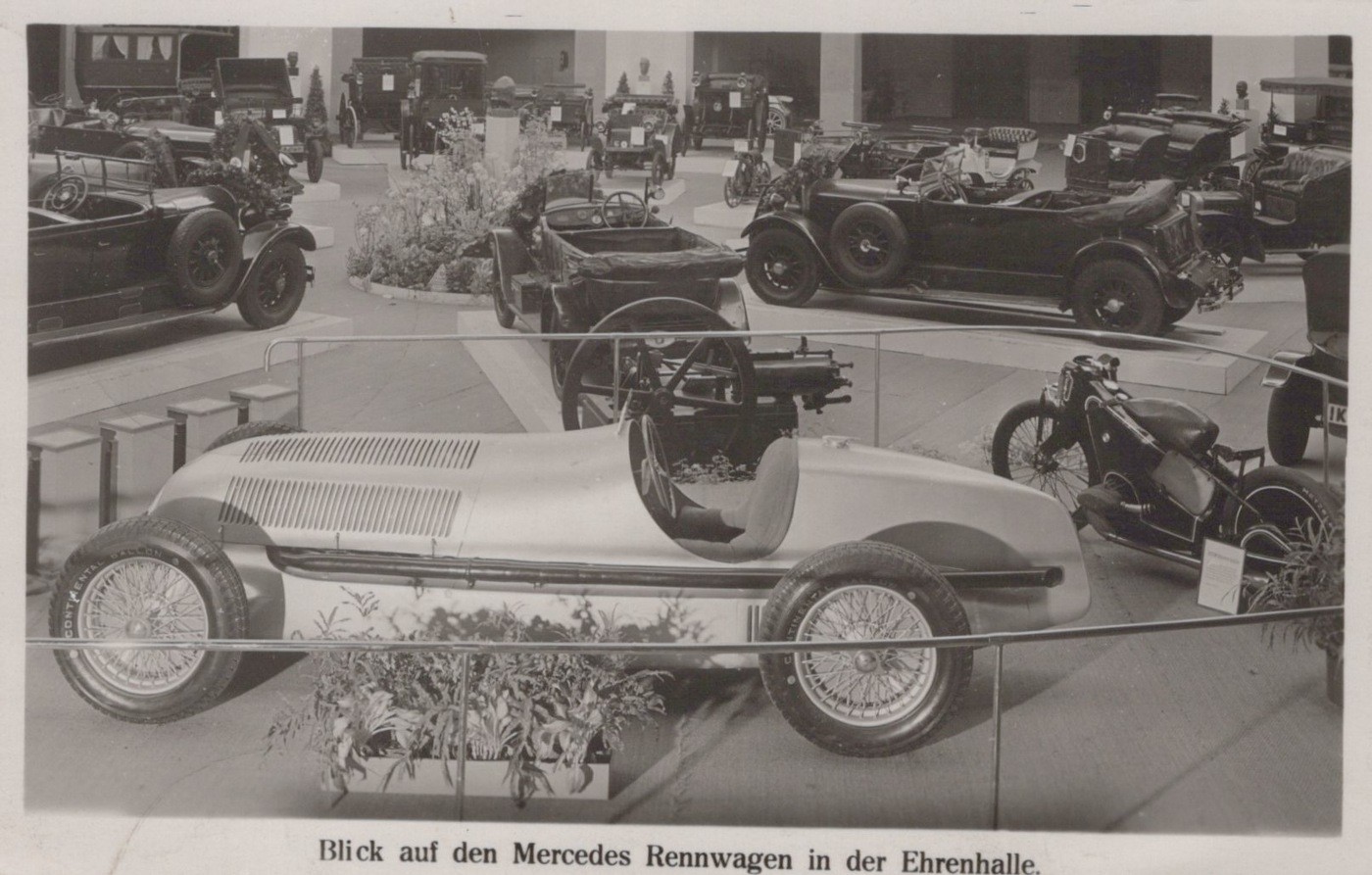 Mercedes W25 Silver Arrow Berlin Auto Show Germany 1936 - RPPC Photo Postcard