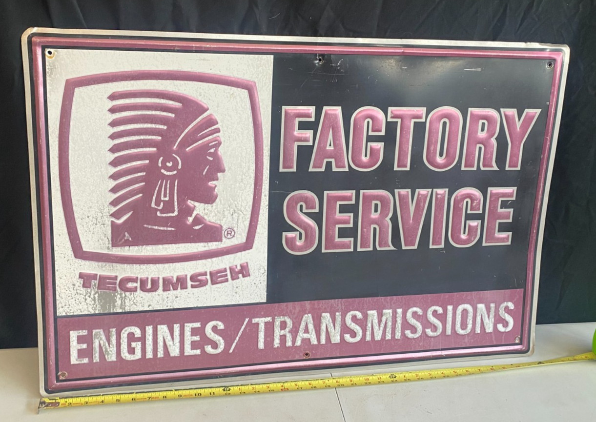 Tecumseh Factory Service Engines/Transmissions metal advertising sign 36 x 24
