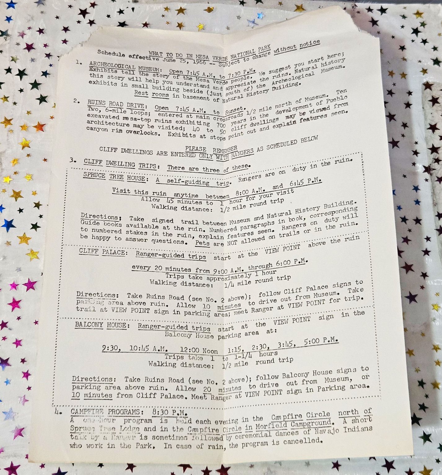 Vintage 1966 What To Do In Mesa Verde National Park Colorado Travel Flyer