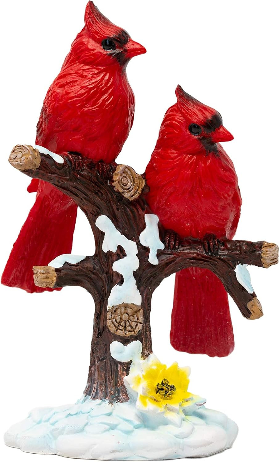 Red Cardinal Bird Figurines on Snowy Branches, Winter Berry Christmas Decor, Hol Red Cardinal Bird Figurines on Snowy Branches, Winter Berry Christmas Decor, Hol