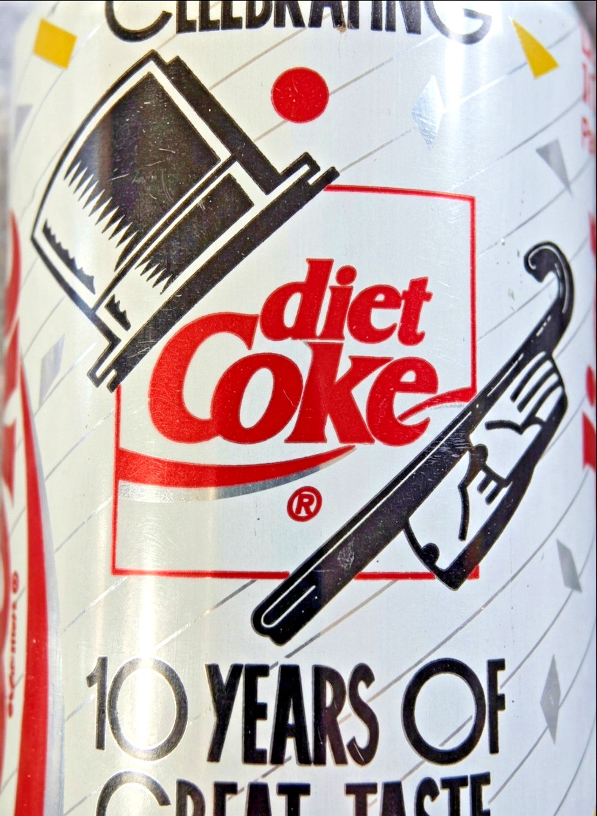 Vintage 1992 Diet Coke 10th Anniversary Commemorative Soda Can Collectible Empty