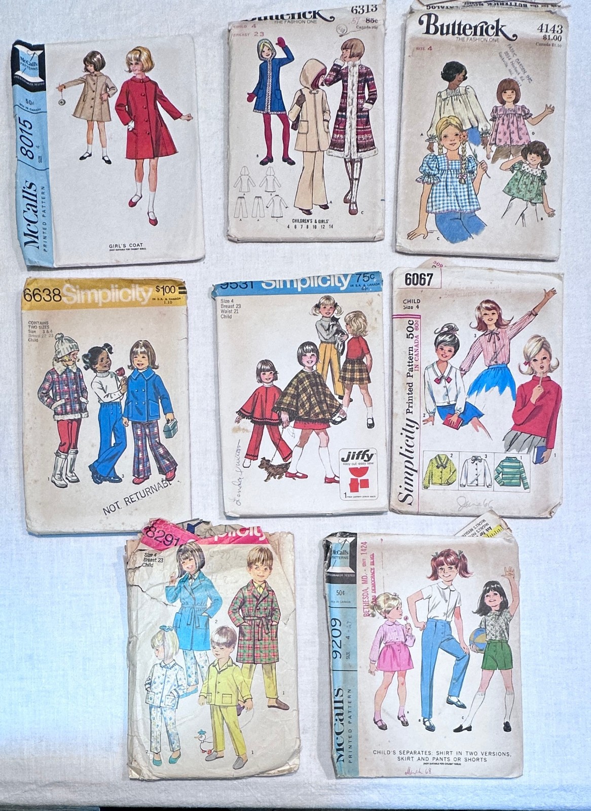 Vintage 60s 70s Girls Sewing Patterns 8 Asstd Sz 4 McCalls Simplicity Butterick