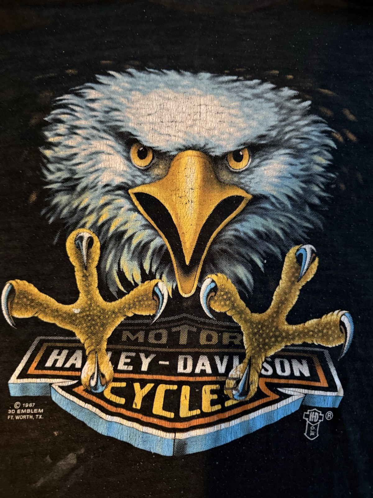 Harley-Davidson Eagle Graphic T-Shirt Black Cape Cod Choppers Wareham Mass ©1987