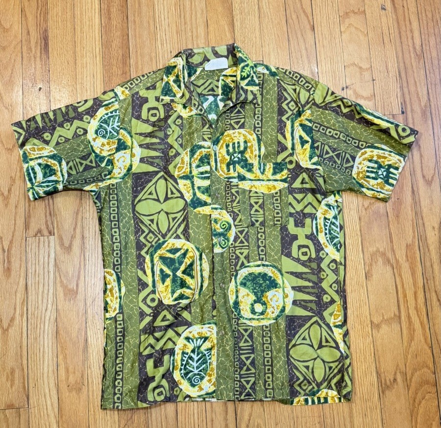 Vintage 60s Barefoot Paradise Floral Hawaiian Shirt Medium Loop Collar