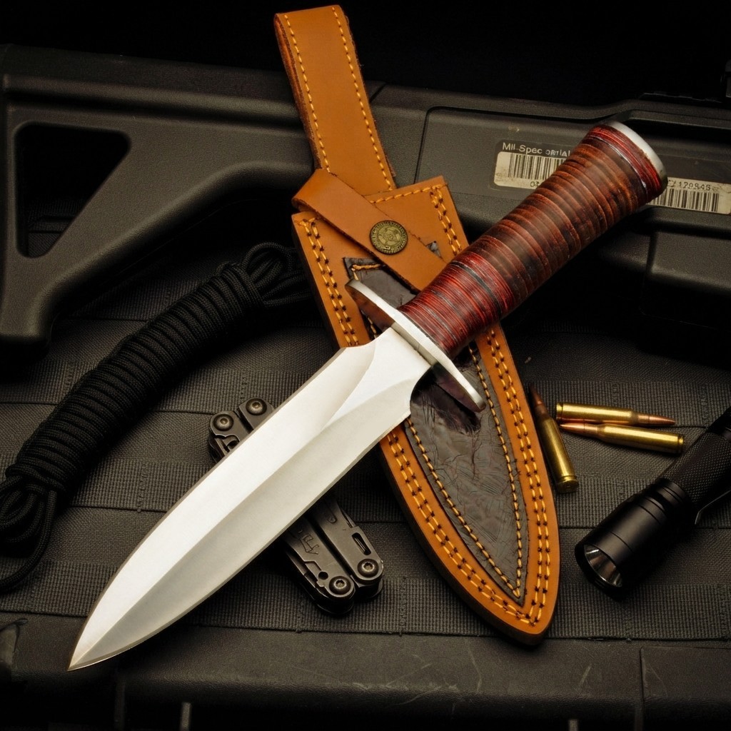 ARKANSAS CUSTOM MADE D2 STEEL DOUBLE EDGE TACTICAL SRUVIAL HUNTING-N-17