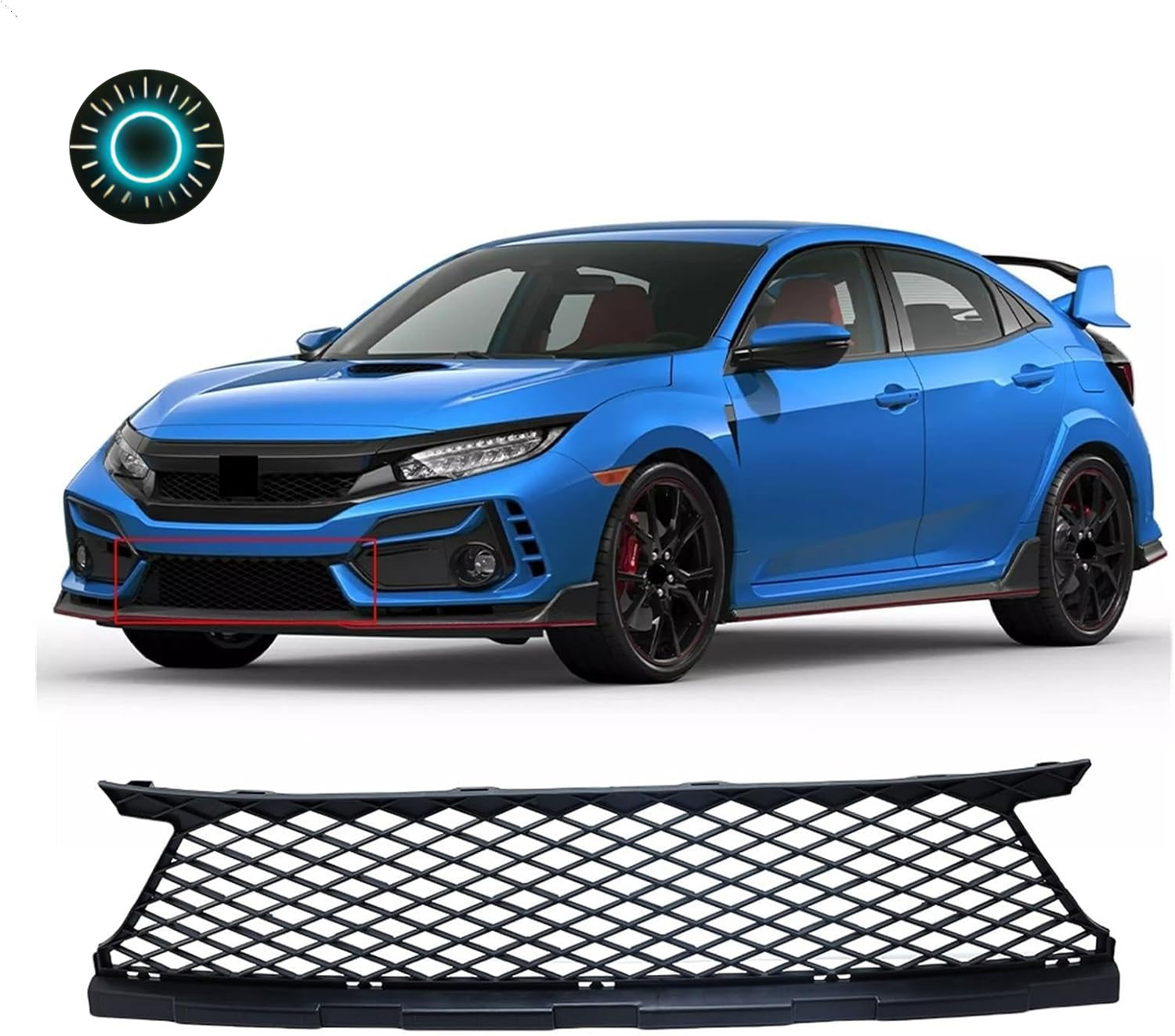 Honda Civic Type R Front Lower Mesh Grille ABS Black 2016 2021 