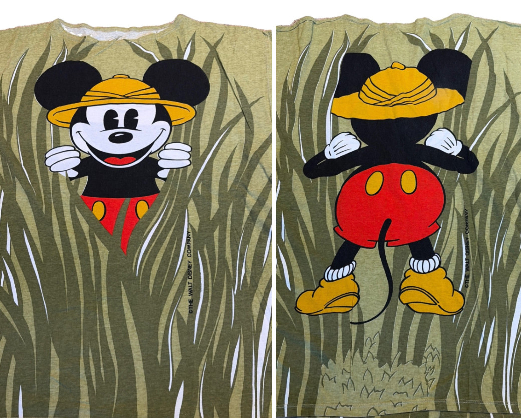 Vtg 80s Caro Amoroso Walt Disney Mickey Mouse T Shirt Safari Double Sided Italy