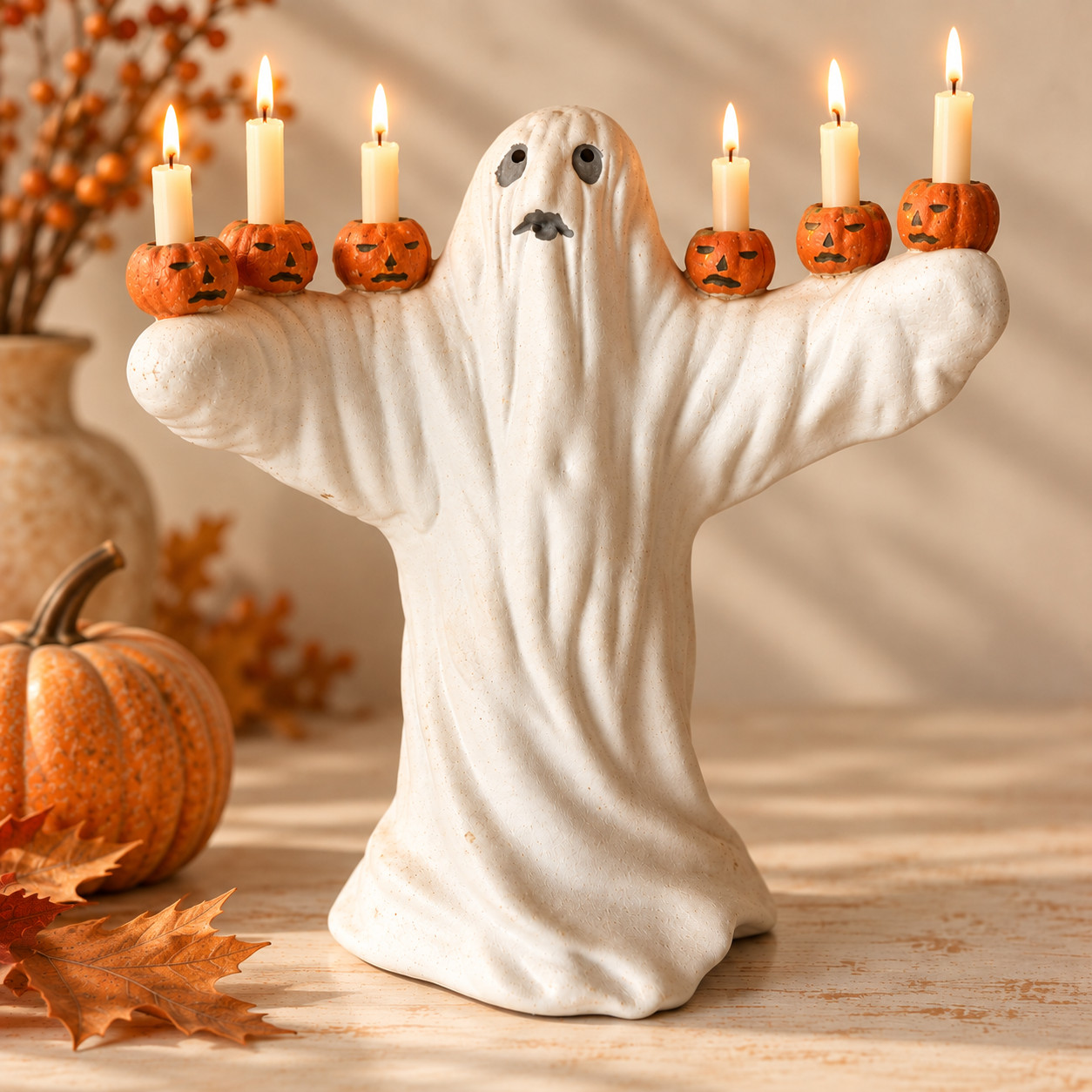 VTG Silvestri Celebrations Halloween Ghost Jack O Lantern Candelabra 12