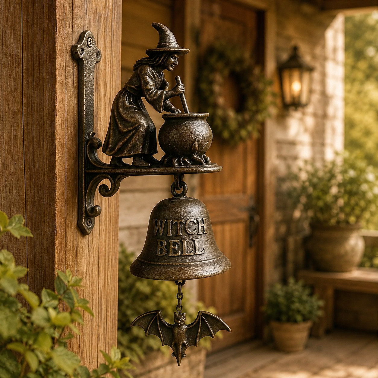 Resin Witch Bell, Cast Iron Door Chime, Pagan Decor, Farmhouse Porch Bell