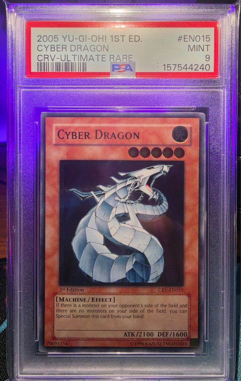 2005 Yu-Gi-Oh 1st Edition CRV Ultimate Rare #EN015 Cyber Dragon PSA 9