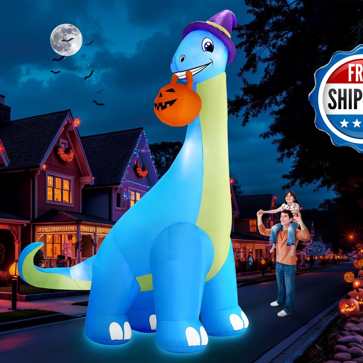 Zukakii 13Ft Giant Halloween Inflatable Decorations Dinosaur, Build-in LEDs