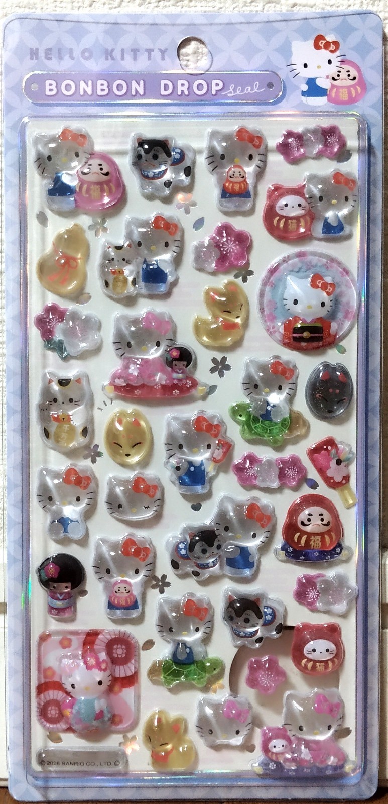 Sun-Star Sanrio Hello Kitty Japanese Lucky Charm BONBON DROP Seal Sticker JAPAN