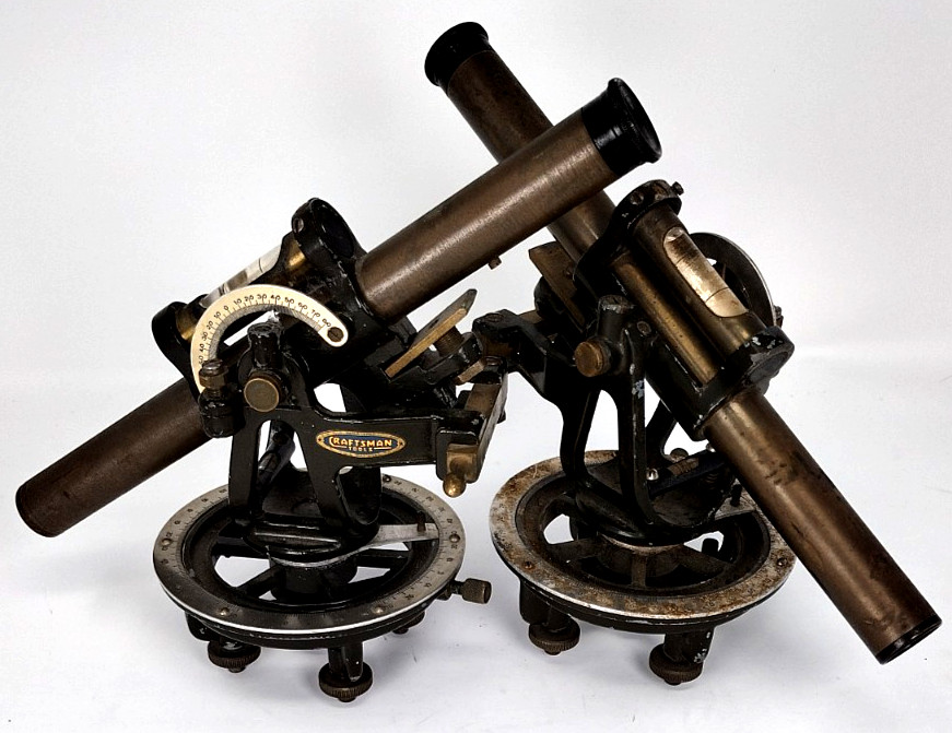 Antique 1930s Brass Craftsman Tools Surveyor's Transit Levels Cast Iron Lot of 2