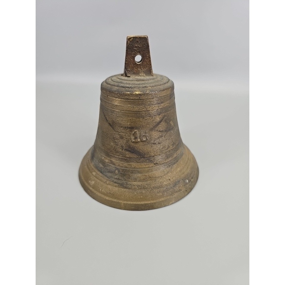 Antique Bronze Bell no 16 Late 19th Century Brown Cast Metal Iron Clapper 4.5in