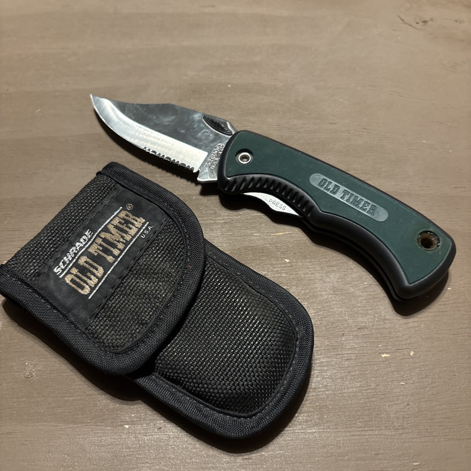 OLD TIMER 3.5” Pocket Knife Schrade 470T Made USA + Case Very Good Condition