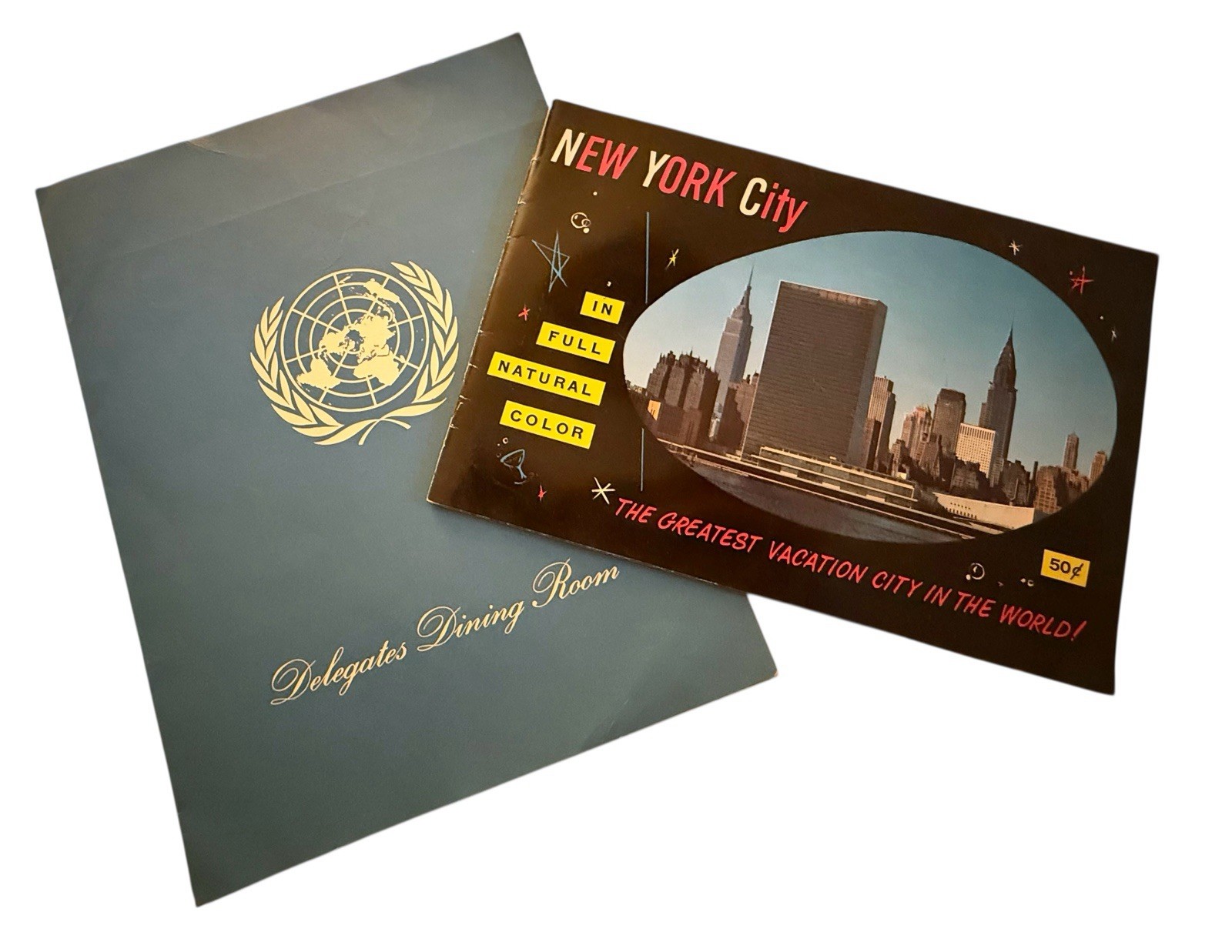 Vintage 1950s New York Memorabilia UN Menu Tourist Nostalgia Americana