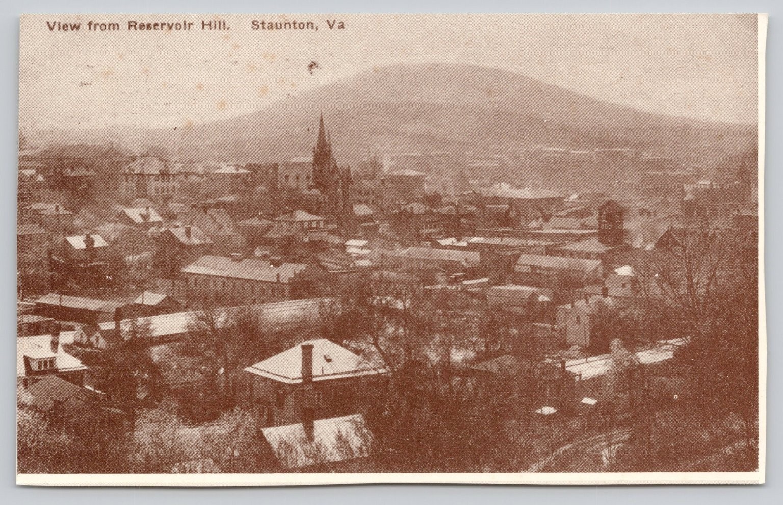Staunton VA View from Reservoir Hill 1920 Scene Reproduction Postcard 1980