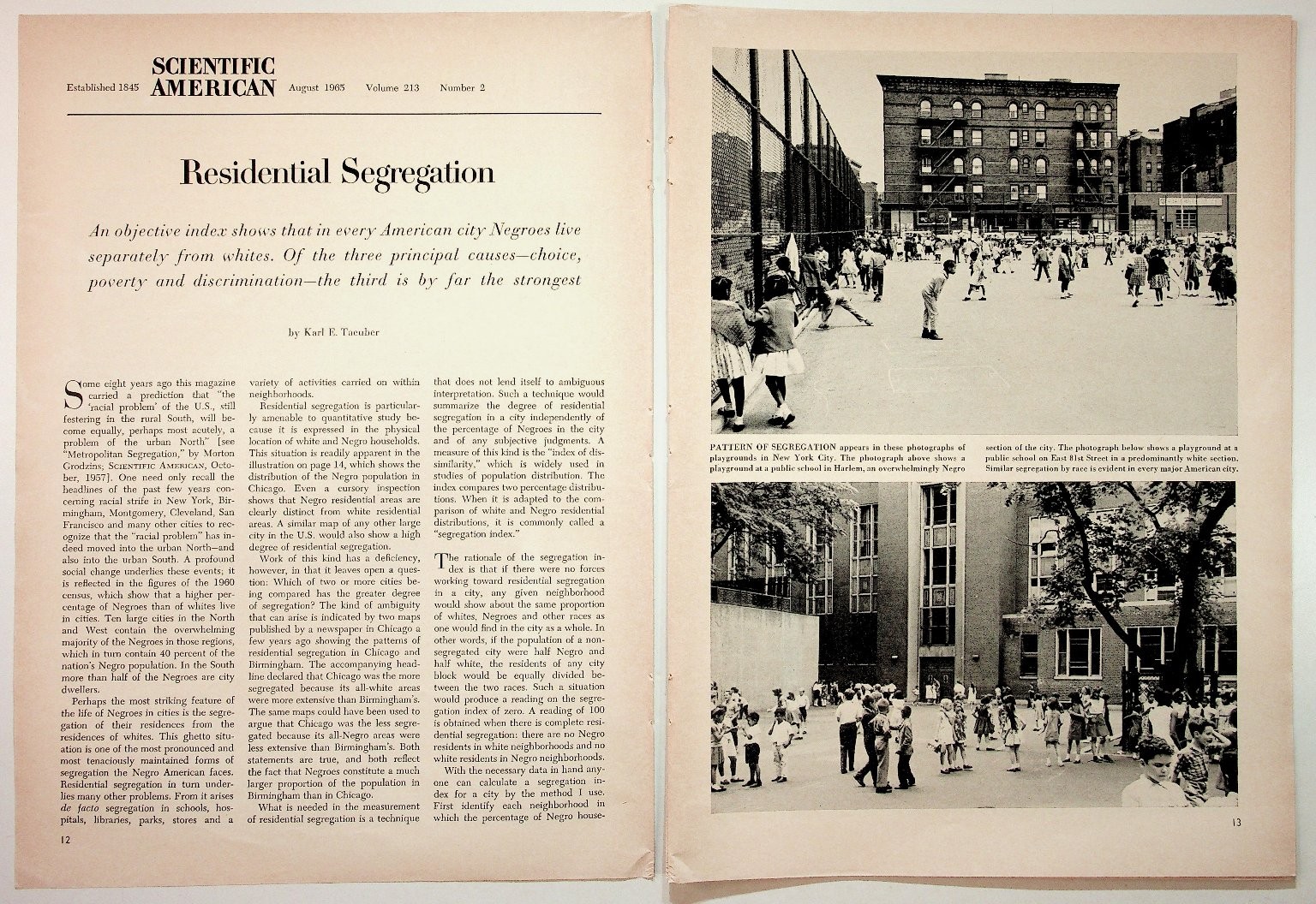 1965 Scientific American Residential Segregation Article Ephemera History