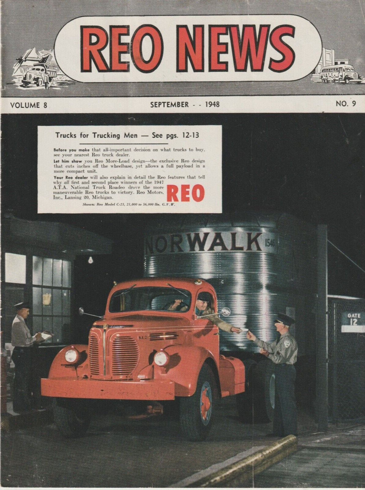 REO News Truck Brochure Pamphlet Sept 1948 16 pgs Original 8x11