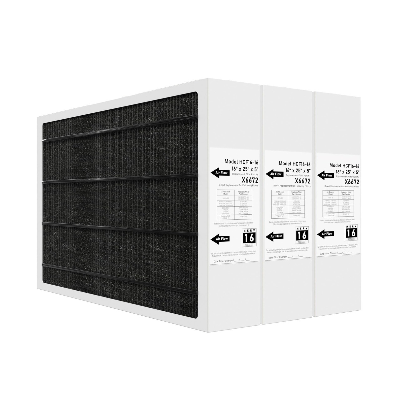 X6672 MERV 16 Filter 16x25x5 Compatible with Lennox X6672 Merv 16 Home Furnac...