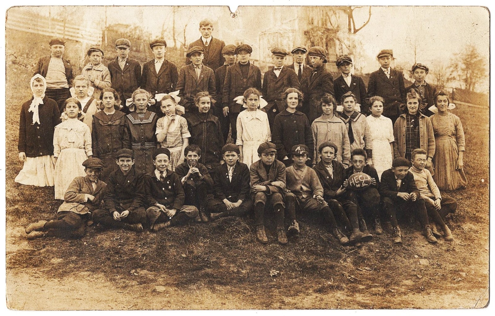 real photo Hecla SD - School Students Football antique postcard RPPC