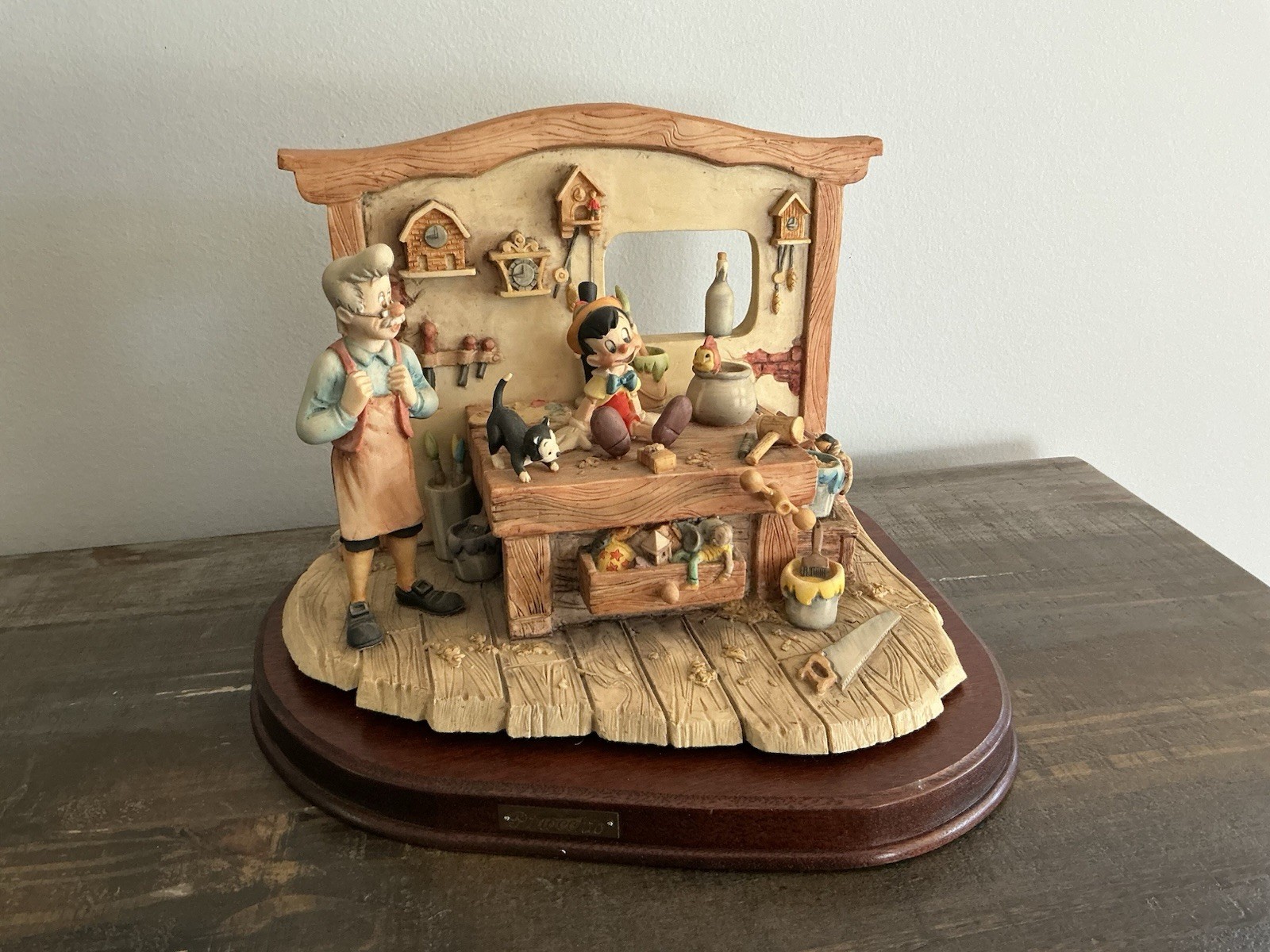 VTG.  1989 Schmid Disney Ltd. Ed.Sculpture. Pinocchio/Geppetto Workshop With COA
