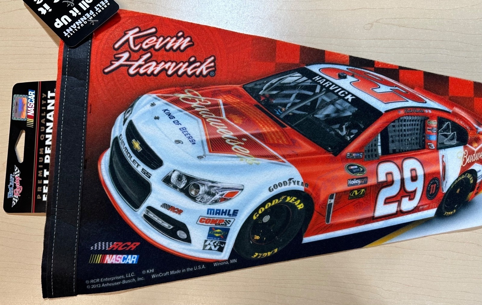 2013 Kevin Harvick #29 Budweiser NASCAR Racing Pennant