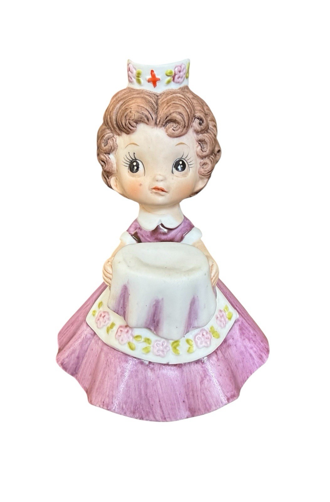 Josef Originals Nurse Purple Dress w/ Bedpan Figurine 