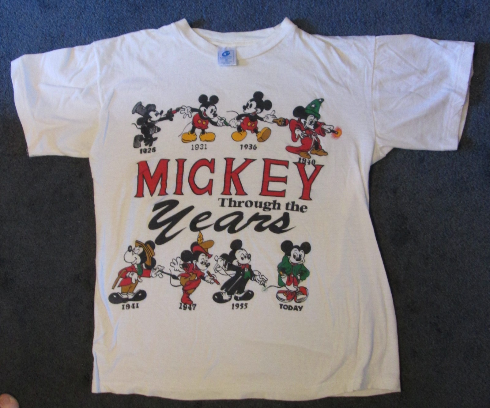 1990’s Disney T-shirt Mickey Through the Years – Adult Size Medium – Unused