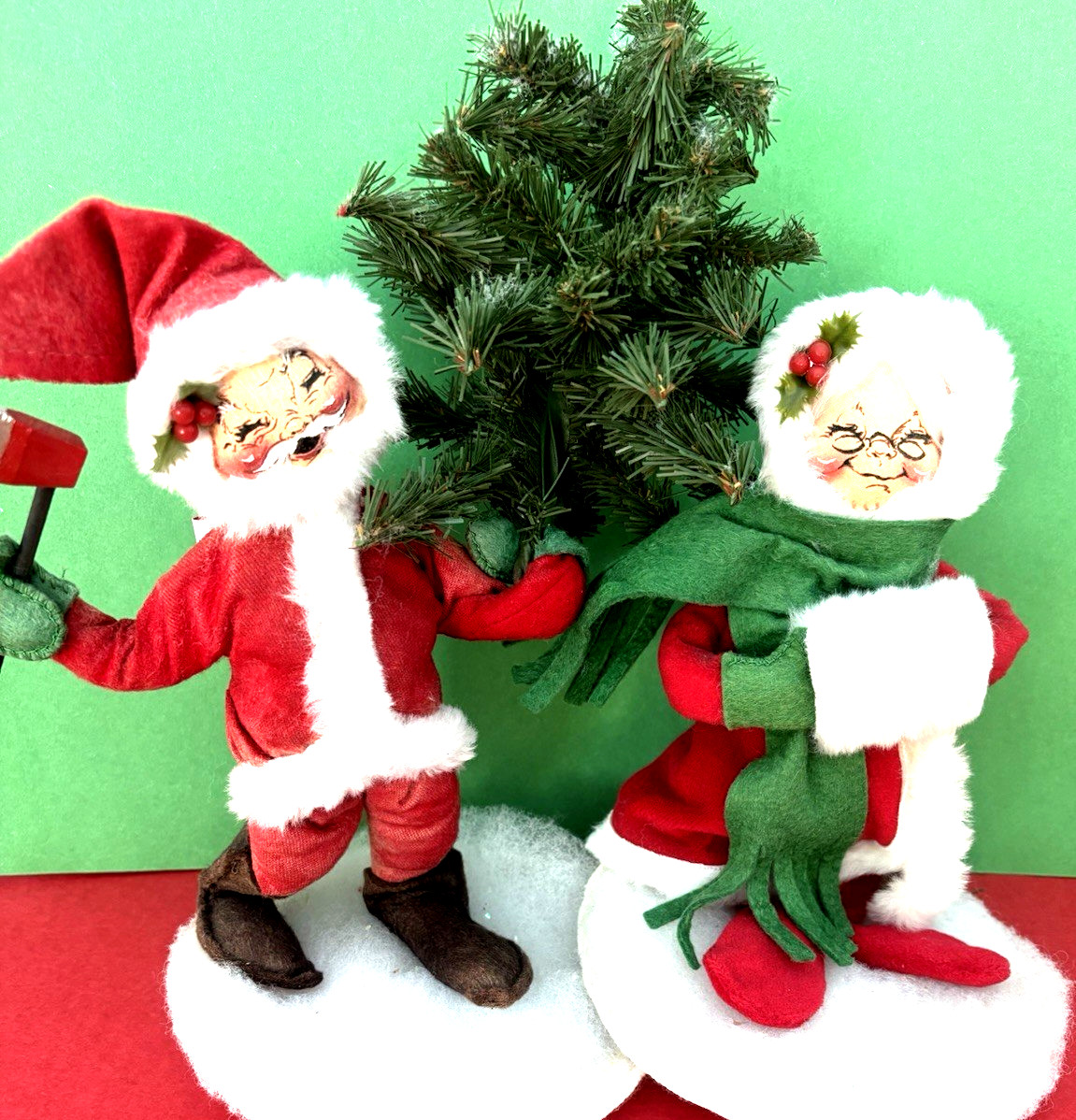 VTG LOT 1992 Annalee 2 Christmas Dolls Santa & Ms Claus 9