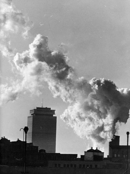 Steam Edison Plant floats over Prudential Building Boston Jan 14 1970 Old Photo