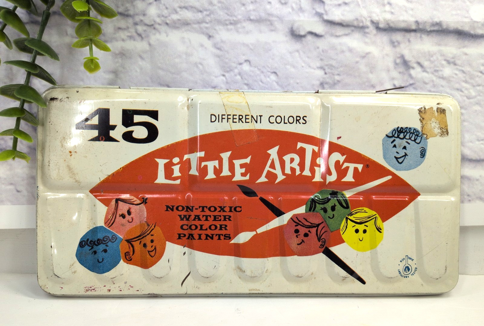 🎨Vntg Avalon Little Artist Paint 45 Watercolors Tin Litho Case England NonToxic
