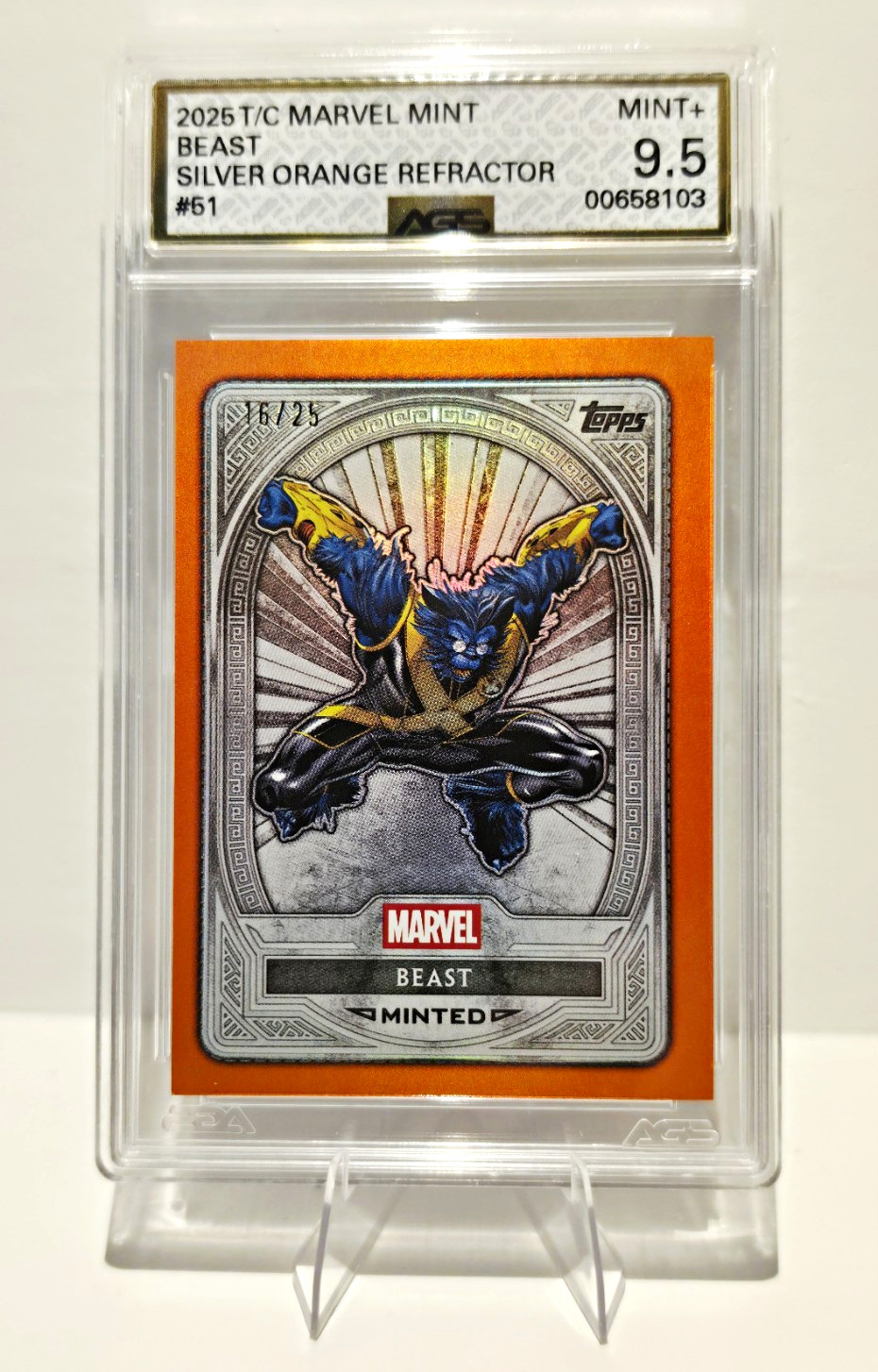 Topps 2025 Marvel Mint BEAST Orange Refractor 12/25 Serial Numbered