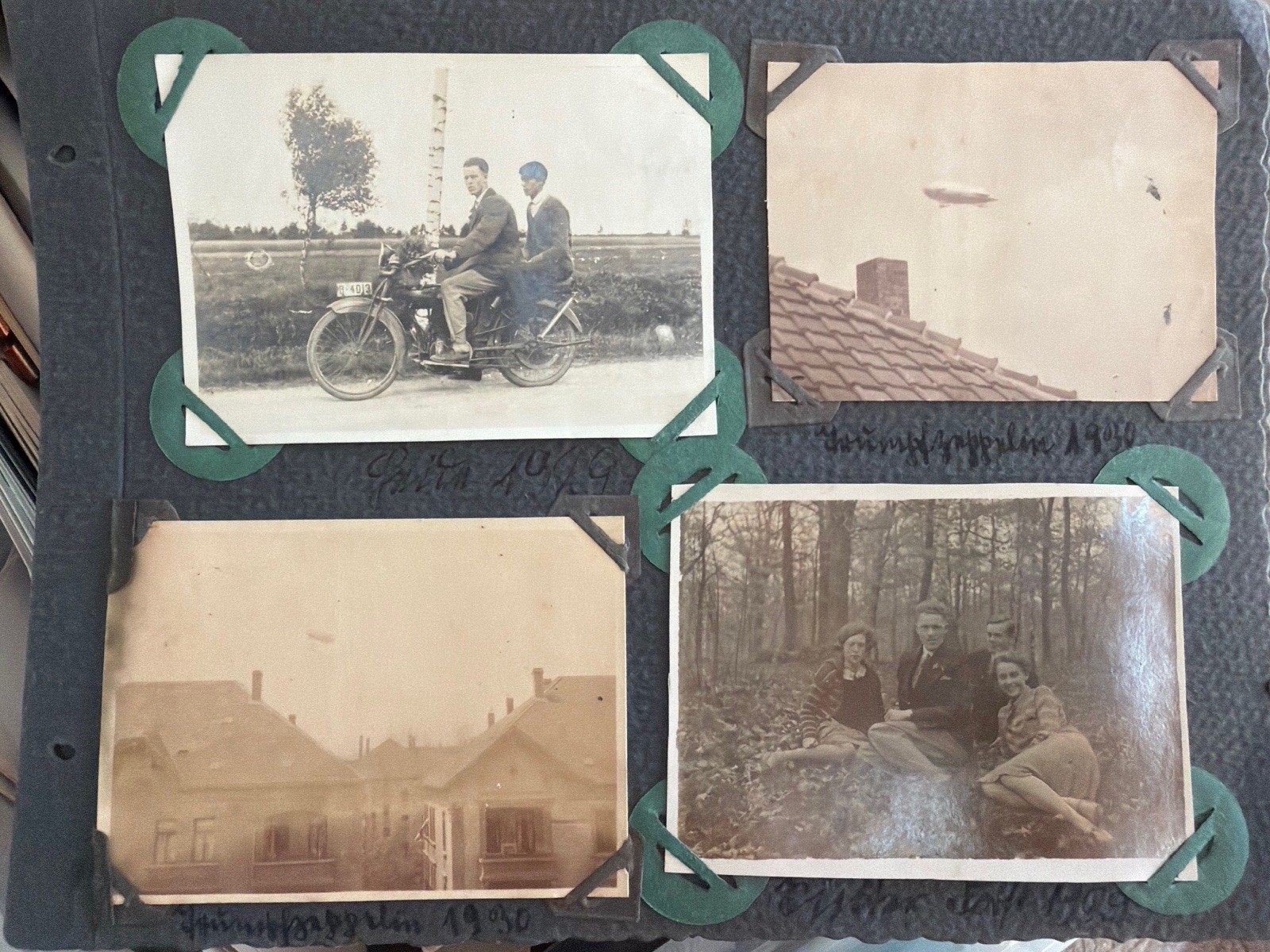 Antique 1920s German Photo Album Weimar Republic Zeppelin Motorcycle Wedding