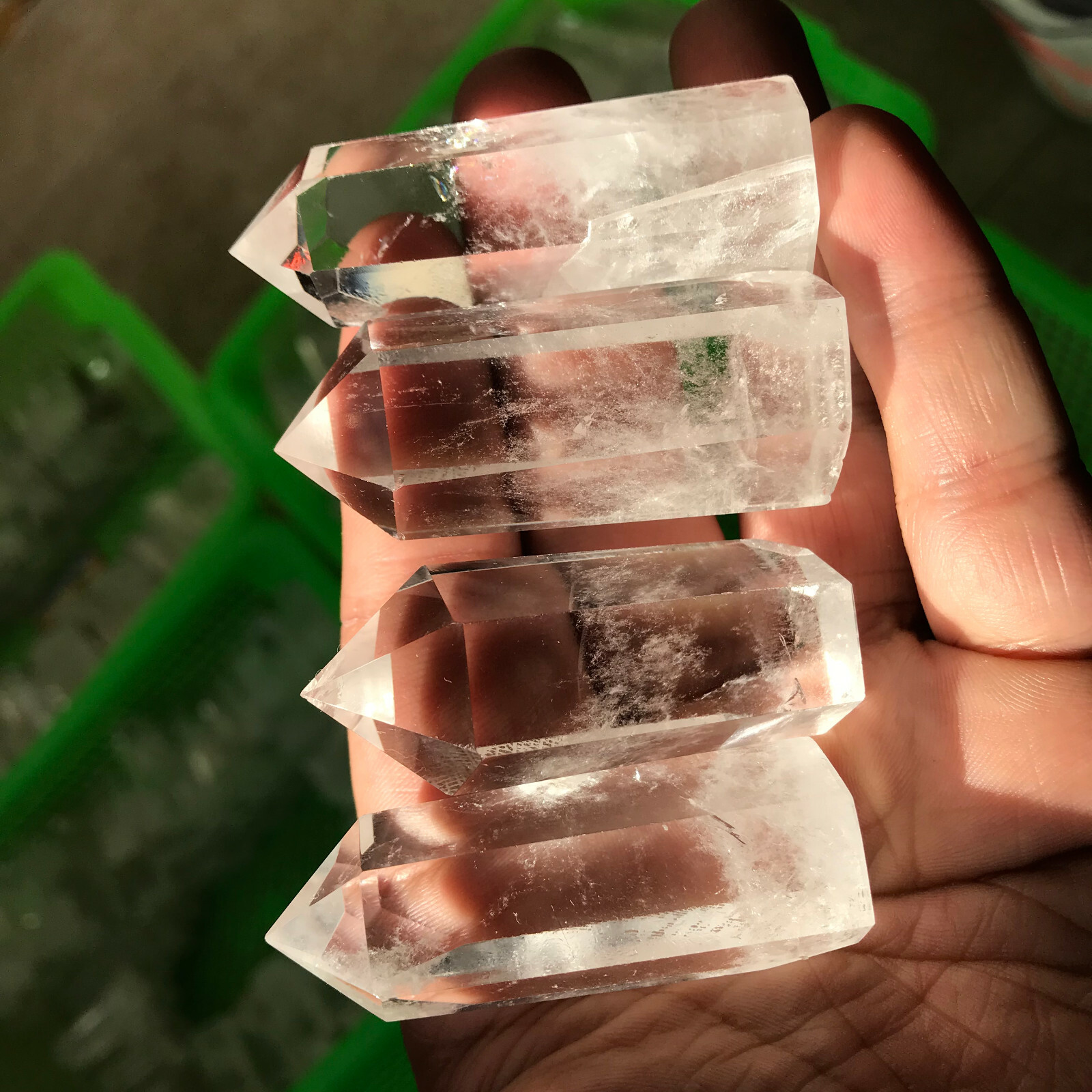4PCS Natural clear quartz obelisk crystal WAND point healing 