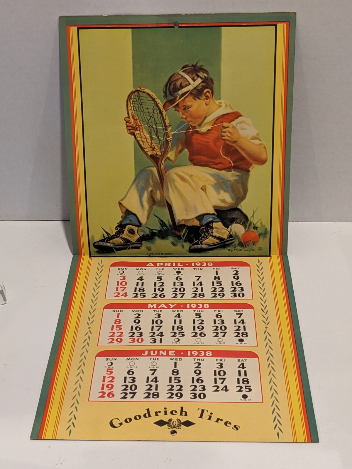 1938 Goodrich Tire Calendar w/ Hintermeister and pinup girl Season\'s Greetings