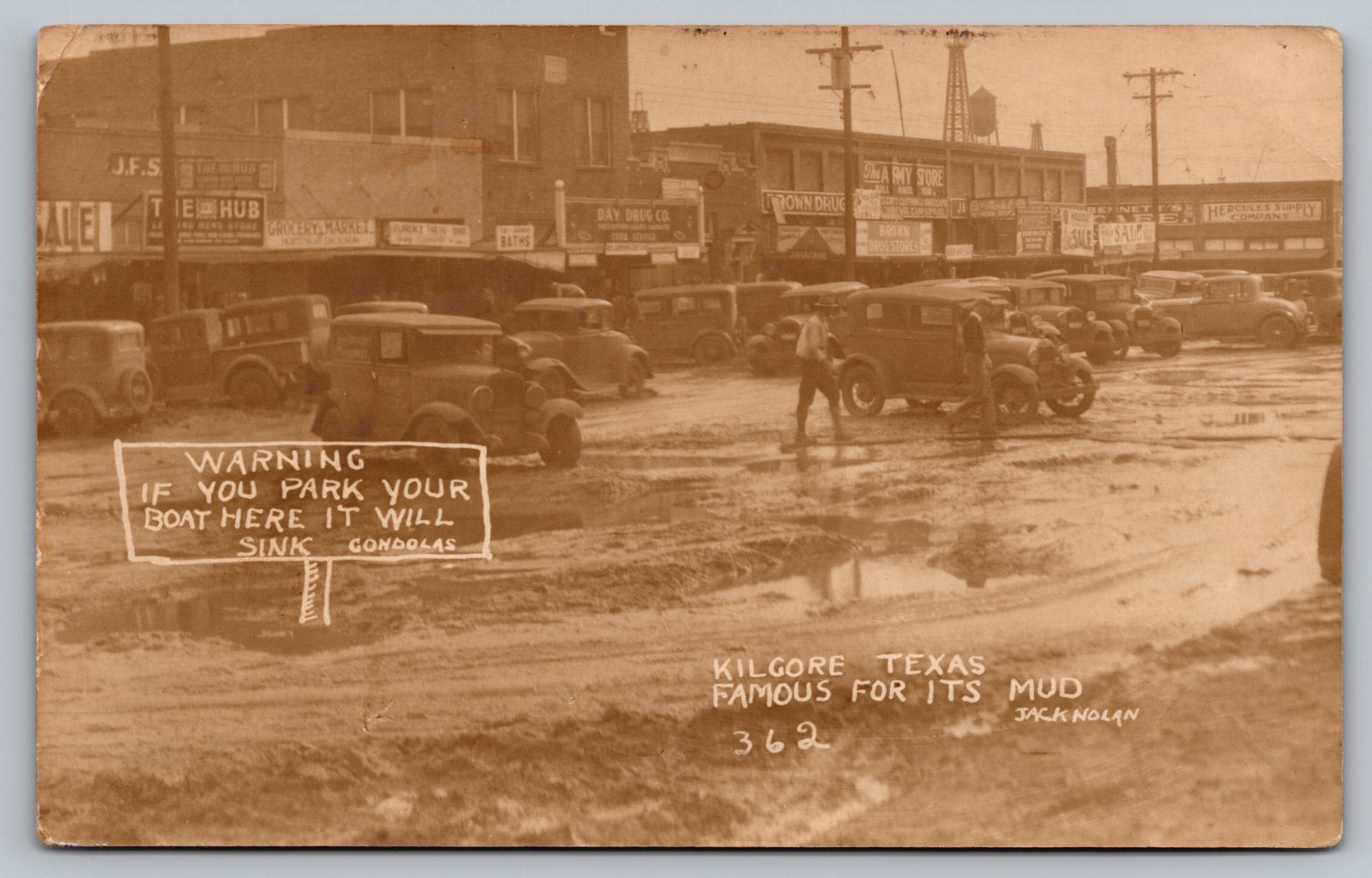 RPPC Postcard Famous for its Mud Kilgore Texas Old Car Sitting in Mud