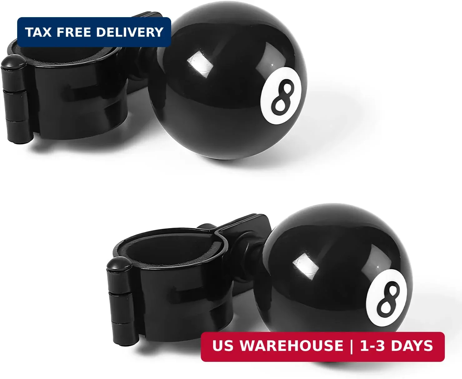 2 PCS 8 Ball Steering Wheel Knob Spinner, 360 Degrees Rotatable Car Billiard Bal