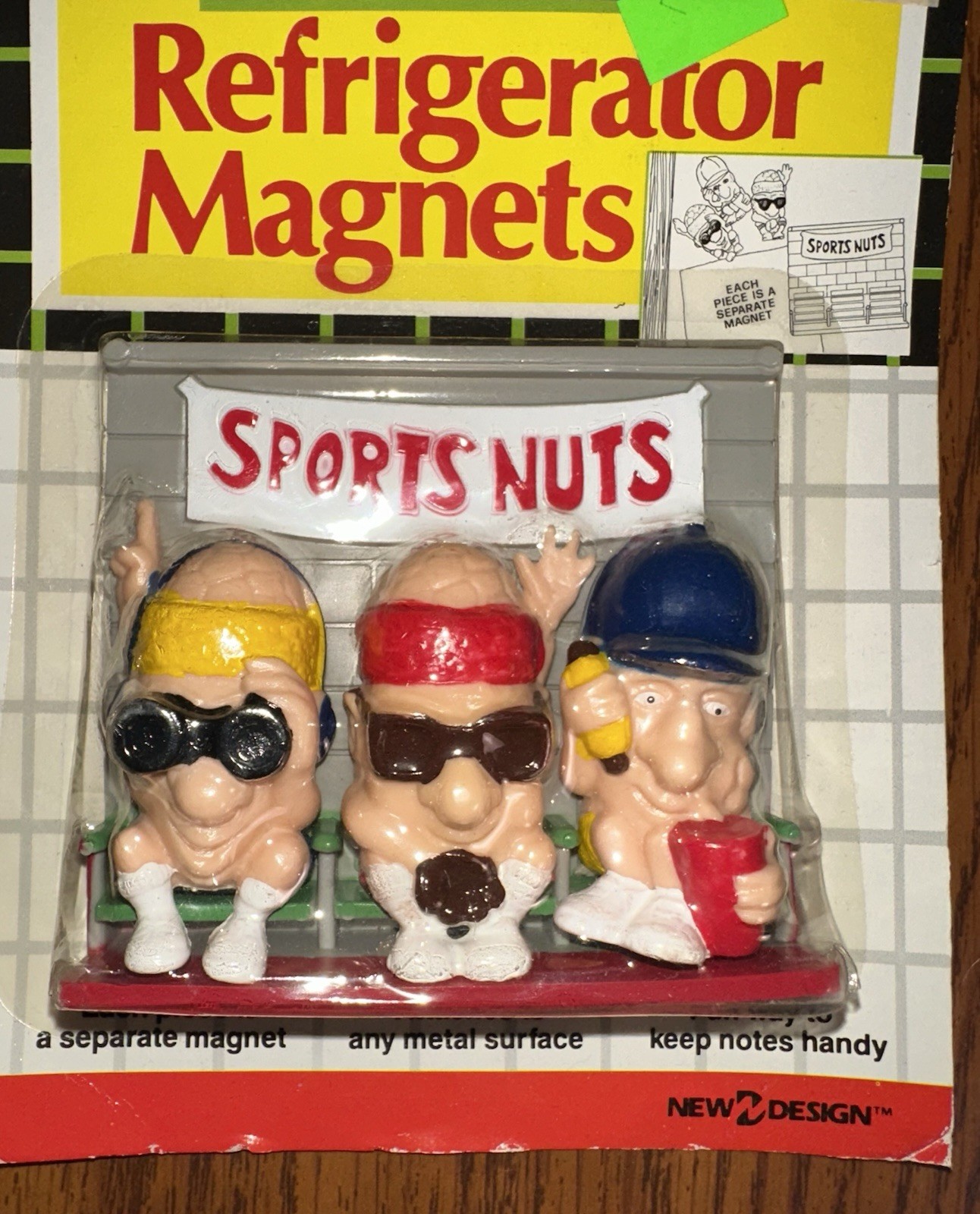 Vtg 80s Anthropomorphic Sports Nuts Memo Buddies Refrigerator Memo Magnets Set