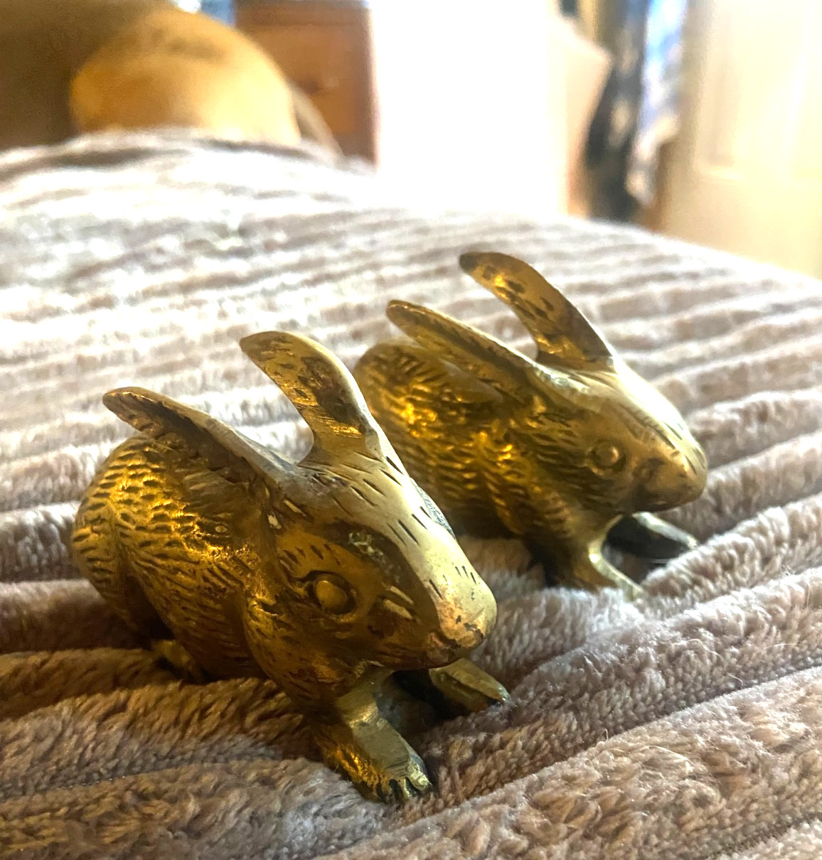 Vintage Brass Rabbits -set of two