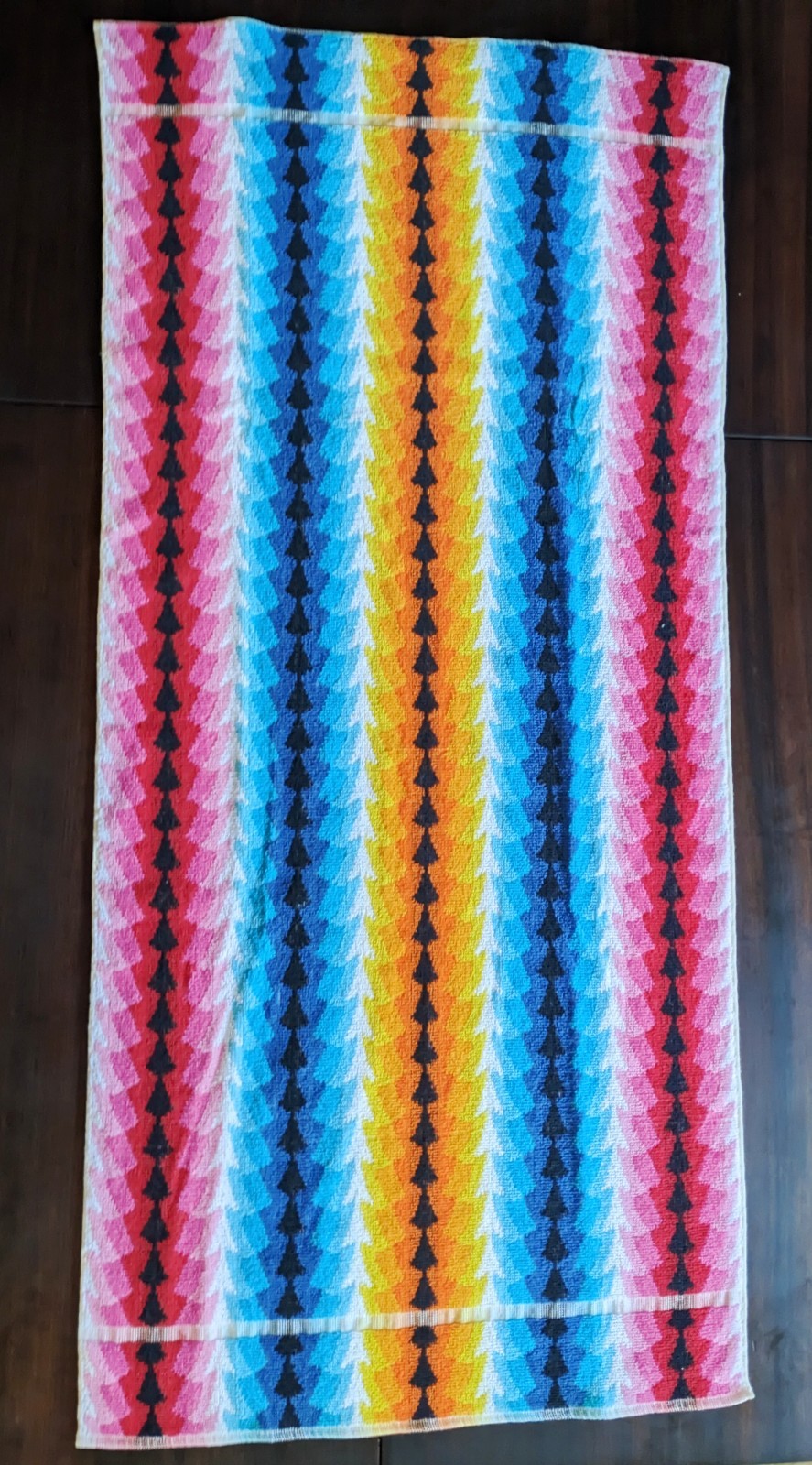 Vintage Palm Beach Bath Towel Retro Rainbow Geometric Stripe Australian Made