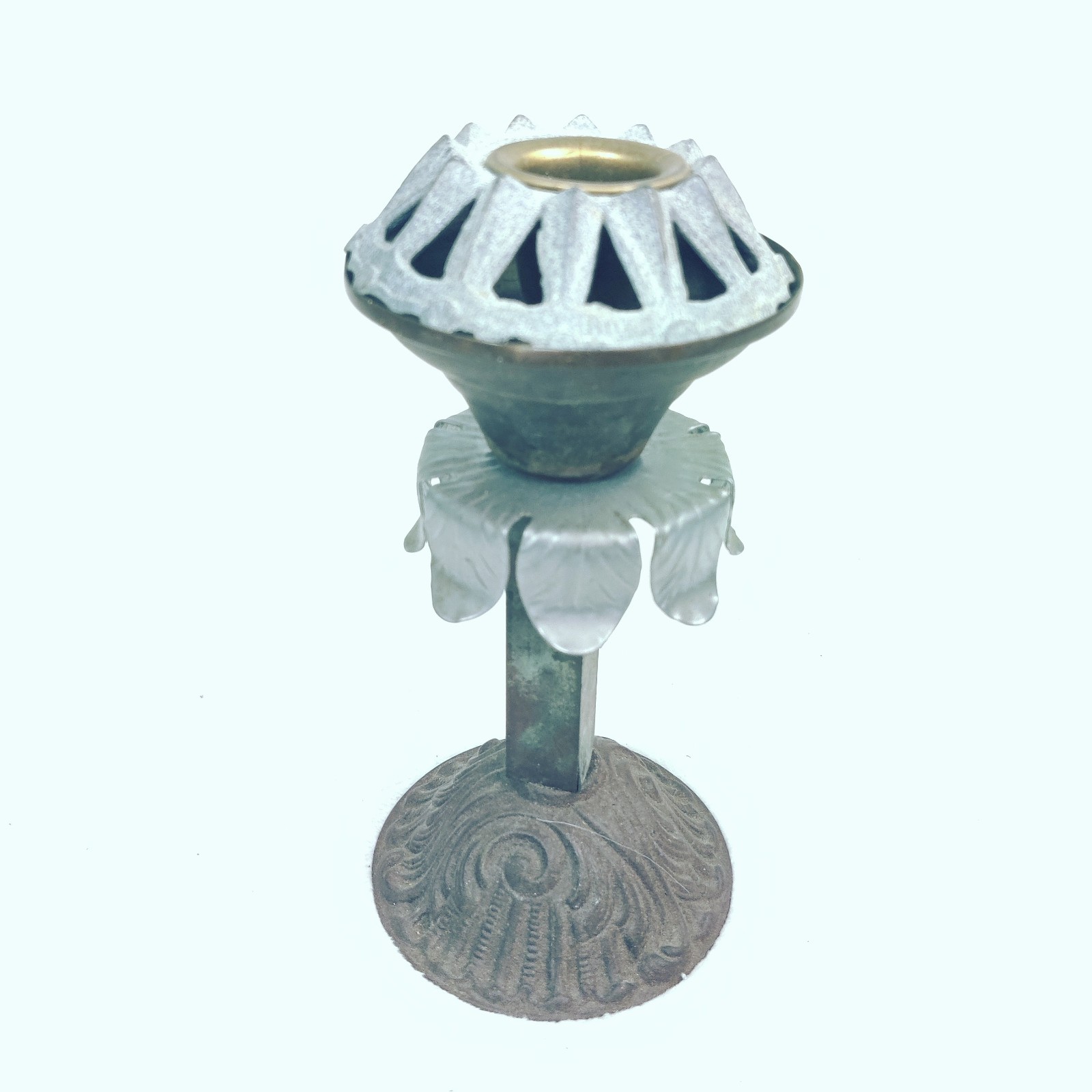 Vintage Metal Candlestick Tin Painted Base thing