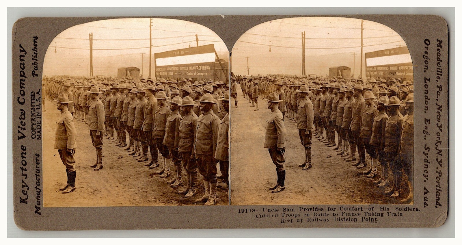 Black African American BUFFALO SOLDIERS WWI Army portrait stereoview