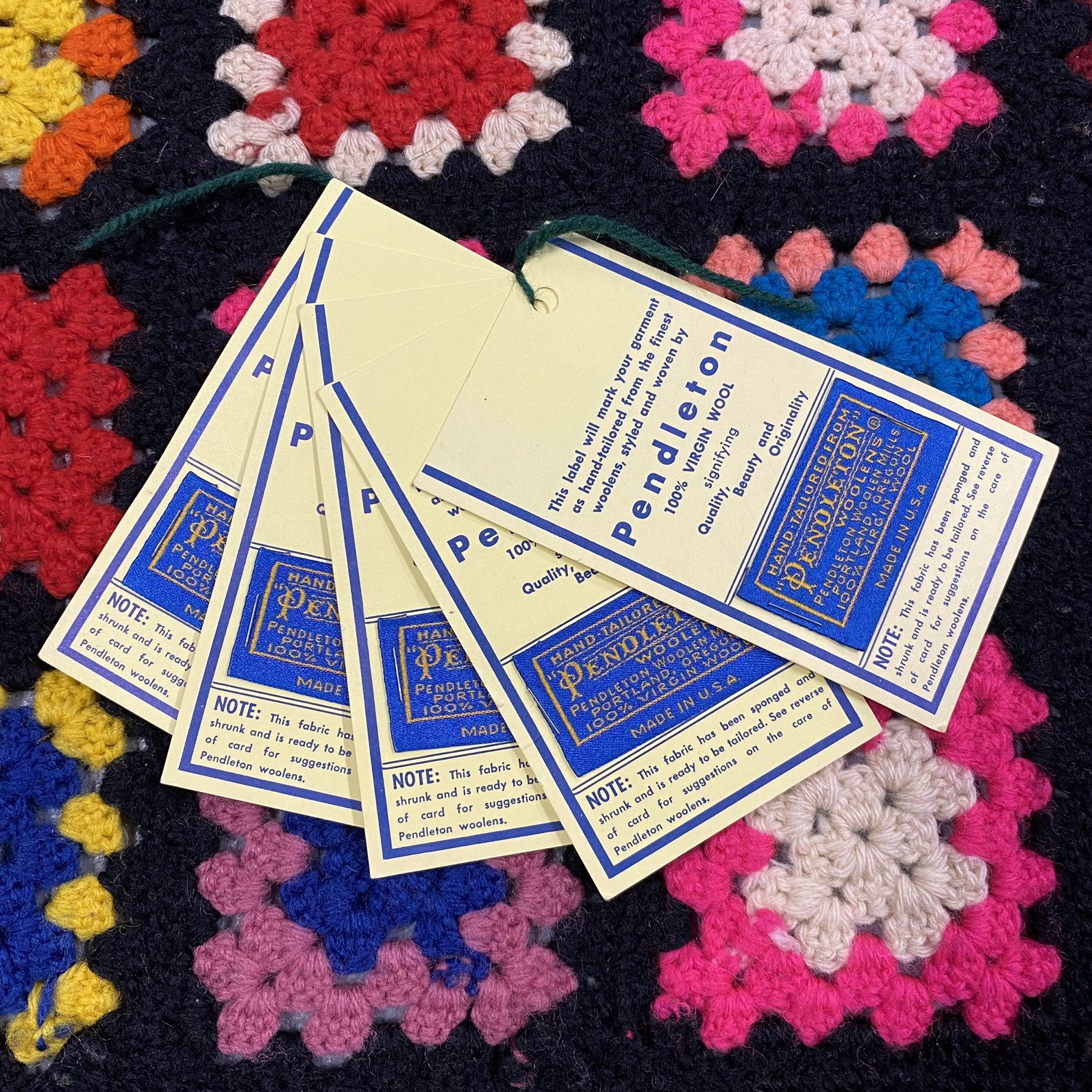 Vintage NOS Lot Of 5 Pendleton Woolens Mills Virgin Wool Clothing Tags