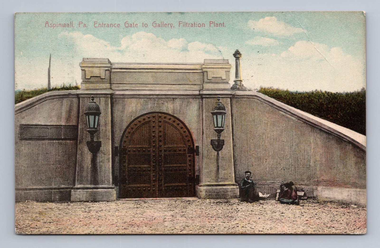 Pittsburgh Antique Pennsylvania Postcard ASPINWALL Filtration Plant Gate 1911