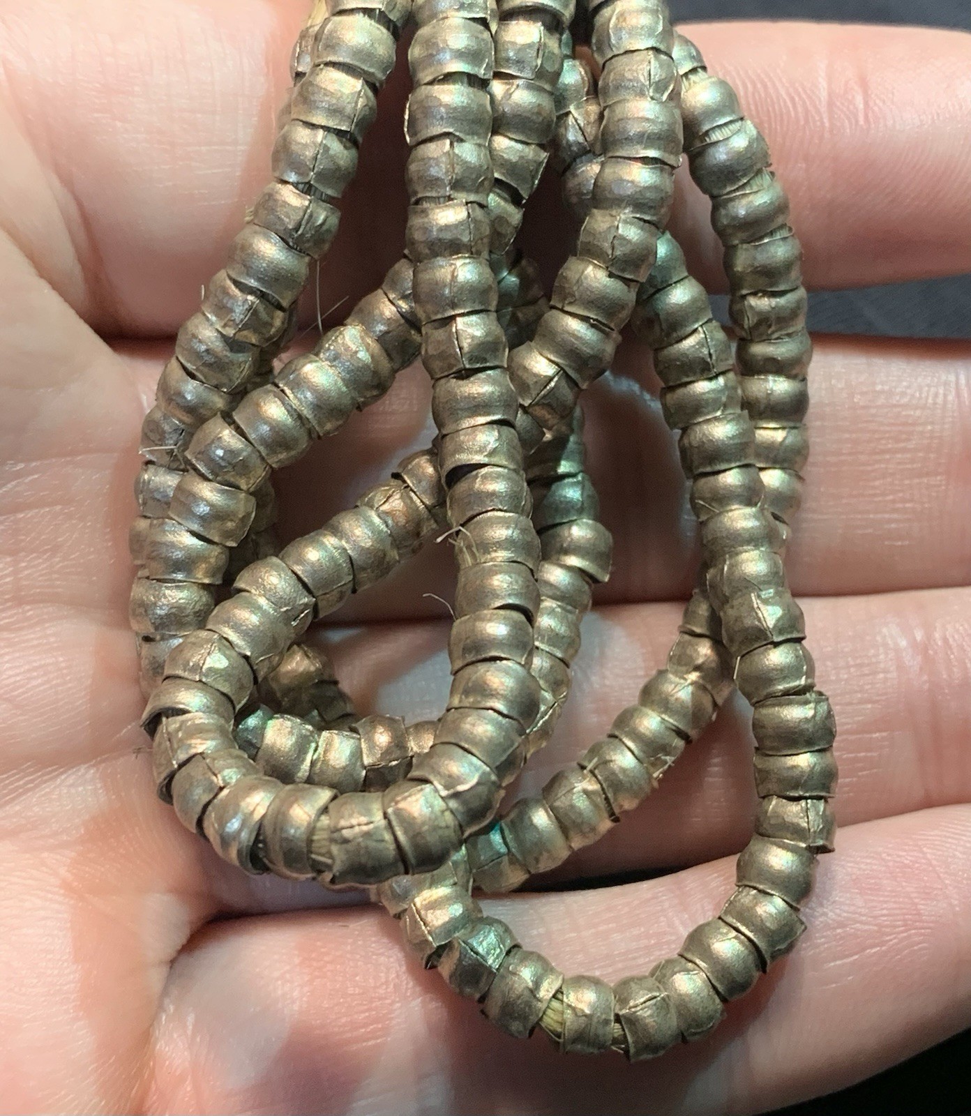 Vintage Silver Heishi Ethiopian Beads African White Metal 28-30 Inch Strands (8)