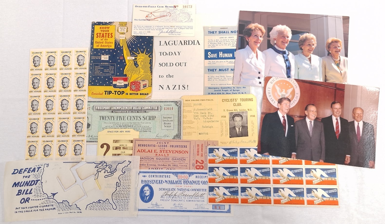 Vintage American NY Mid-Century Political Tickets Stamps & Historical Documents