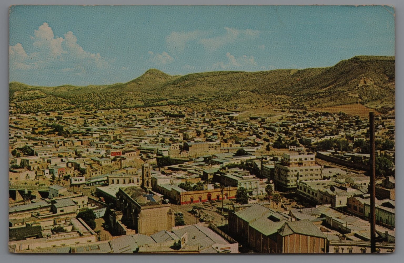 Vintage Panoramic Postcard of Hidalgo del Parral Plaza de Armas, Mexico 1960s