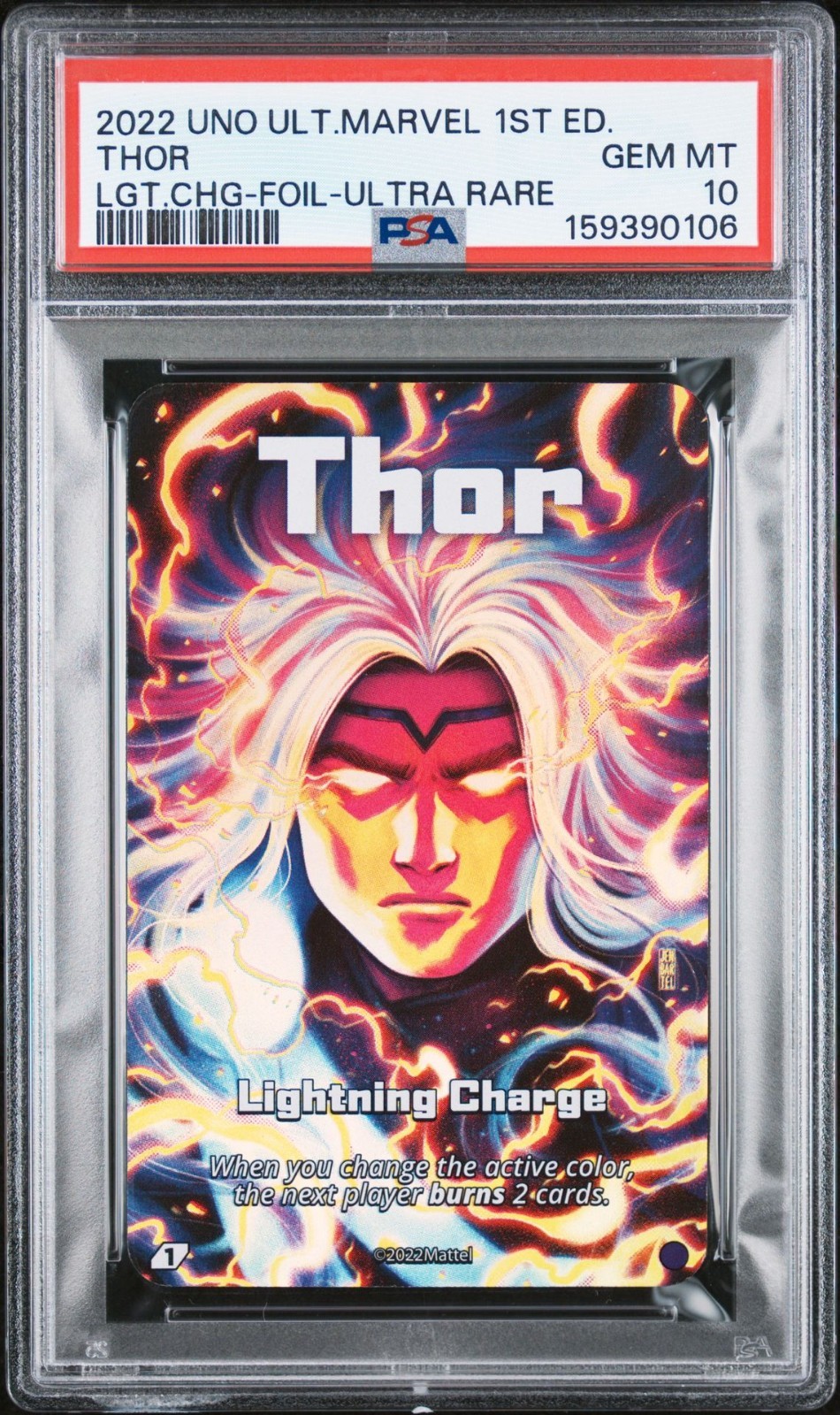 2022 Uno Ultimate Marvel Thor Lightning Charge Foil Ultra Rare PSA 10